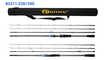 BIUTIFU Casting Spinning Lure Fishing Rods 1.68m 1.98m 2.1m 2.28m 2.4m 2.7m 3.0m 3.3m 2 Tips Baitcasting 3-80g Ultralight Fast Carbon Pole with Rod Tube Backpack For Seabass Bass Trout Pike
