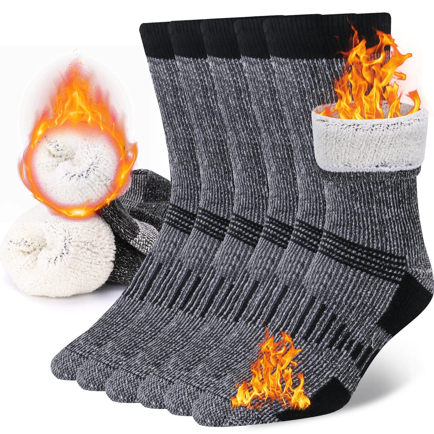 3-pack Merino Ullstrumpor Unisex – Tjocka, Varma Vinterstrumpor för Vandring, Arbete & Sport