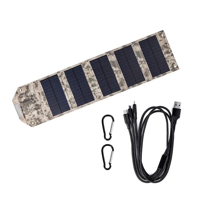 10W Foldable Solar Panel 5V USB Portable Battery Charger for Cell Phone Outdoor Waterproof Power Bank for Camping Accessories