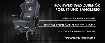 Vittanly Gaming Chair Breathable Office Chair Made of High-Quality Fabric New Adjustable and Rotating Desk Chair with Footrest