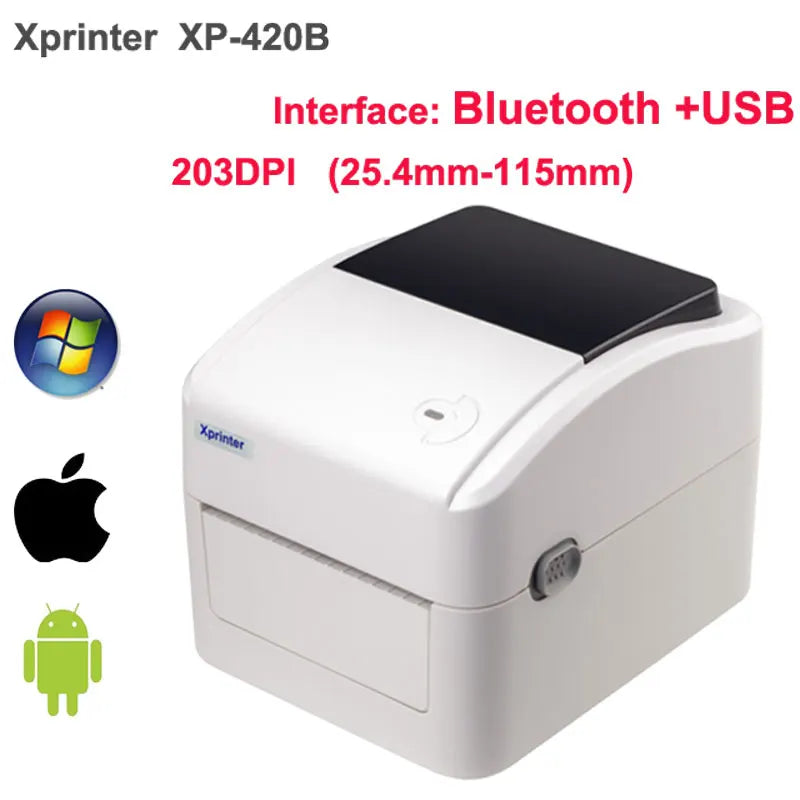 Xprinter Termisk Fraktskrivare 4" – XP-420B 460B 463B USB Bluetooth WiFi Ethernet – DHL FedEx UPS Streckkod 203dpi CE 2026