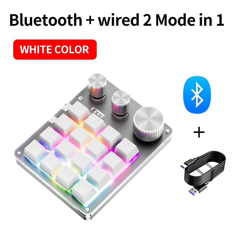 Bluetooth Macropad Macro Mechanical Keyboard 16 Keys 3 Knob RGB Mini Gaming Custom Programming Hotswap Keypads For Photoshop