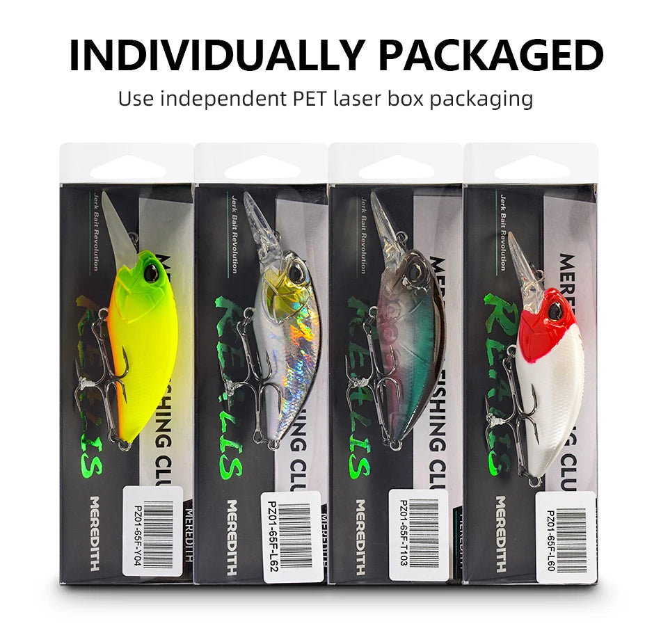 MEREDITH JERK CRANK M65 Floating 14g Hot Model Fishing Lure Hard Bait 11Color Wobbler Crank Quality Professional Depth 2.0-2.5m