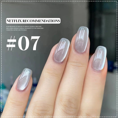 MIANEL 12ML Hibiscus Purple Cat Eye Gel Nail Polish Super Whitening Glass Beads Cat Eye Nails Purple Nials Blue Nails 1-12PCS