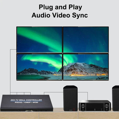 4K 60Hz 2x2 Video Wall Controller Multi Screen Splicing Processor 1x3 1x2 1x4 Office Meeting Monitor Mall 4 Channel TV Splicer