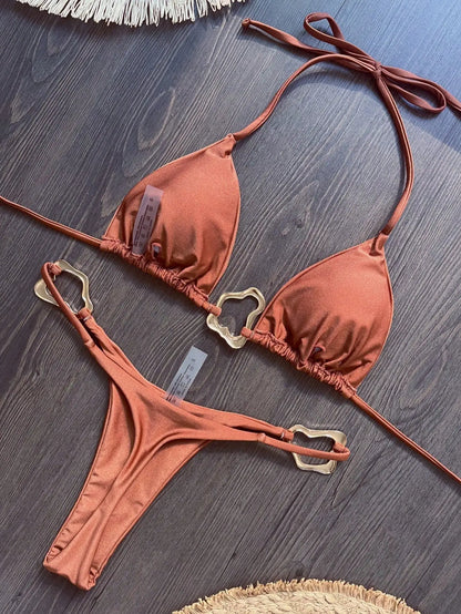 Sexy Halter Micro Bikini 2026 Women Swimsuit Solid Swimwear Thong Bikinis Set Brazilian Beach Wear Bathing Suit Biquini Female