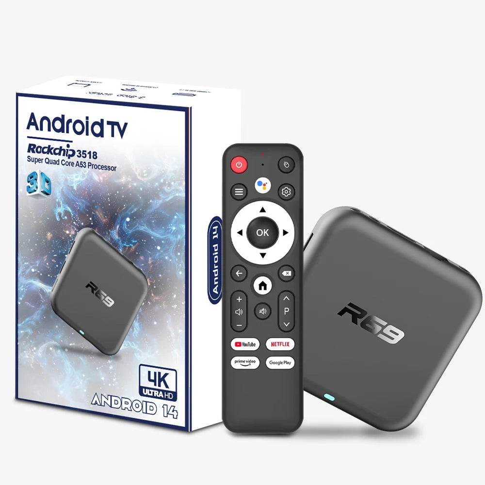 New 2026 Global Android 14.0 TV Box R69-1 Support 4K RK3518 Bluetooth 5.0 WIFI 6 RAM 8GB ROM 128GB Multi Language Smart TV BOX