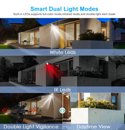 Wifi IP Camera 2MP Outdoor Security Surveillance Cameras AI Human Tracking Two Way Audio 4X Digital Zoom Night Vision Full Color