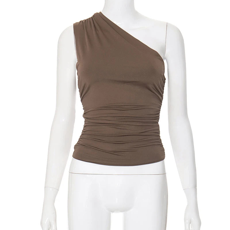 BIDIJONES one-shoulder-topp dam med öppen rygg – enfärgad, S–L