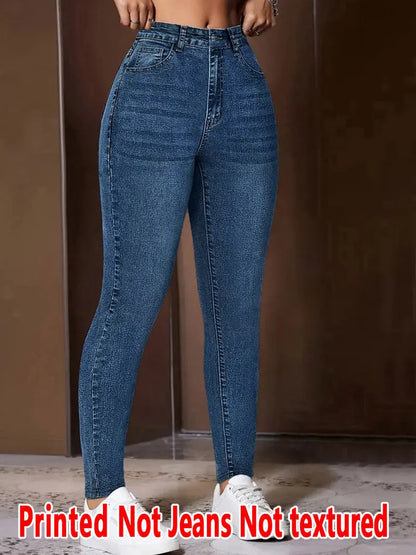 1136 [Printed Leggings - Not Faux Denim Fabric]Printed Leggings - Non-Faux Denim Fabric, Women'S Three-Quarter Pants,