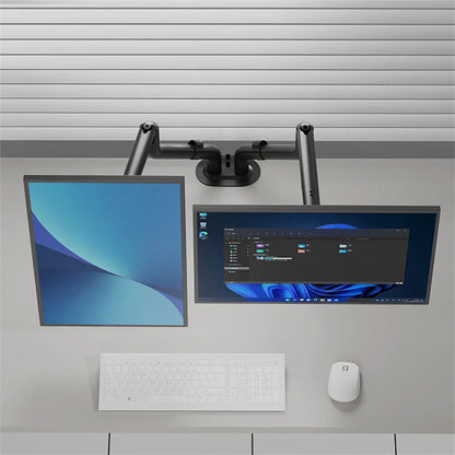 17-32 Inch Dual Monitor Stand With Dual Pneumatic Arms, 360° Rotation, 90° Tilt, Height Adjustable, 75x75 100x100 for Computer