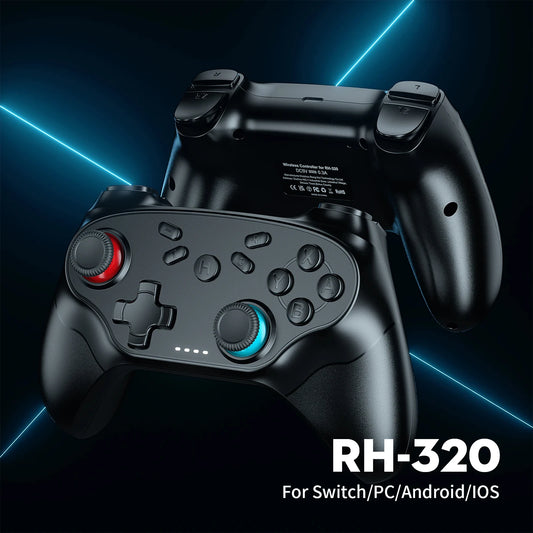 Bonacell RH-320 Trådlös Bluetooth Handkontroll – Hall Effect RGB 6-axlig Gyro TURBO Vibration Switch iOS Android PC CE