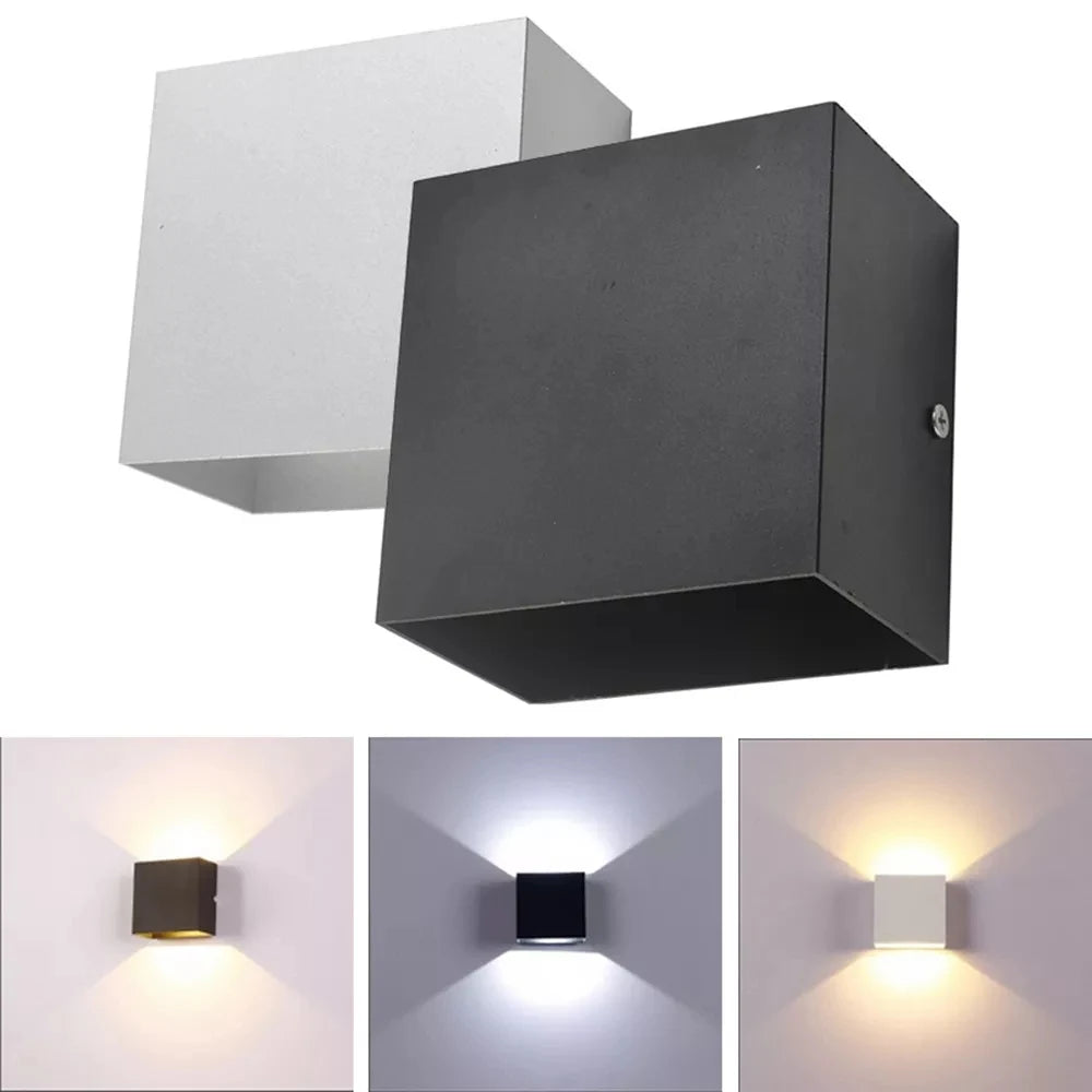 IP65 LED Kubvägglampa 6W/12W – Justerbar Vinkel, Inne & Ute, Aluminium, Varm/Kall/4000K