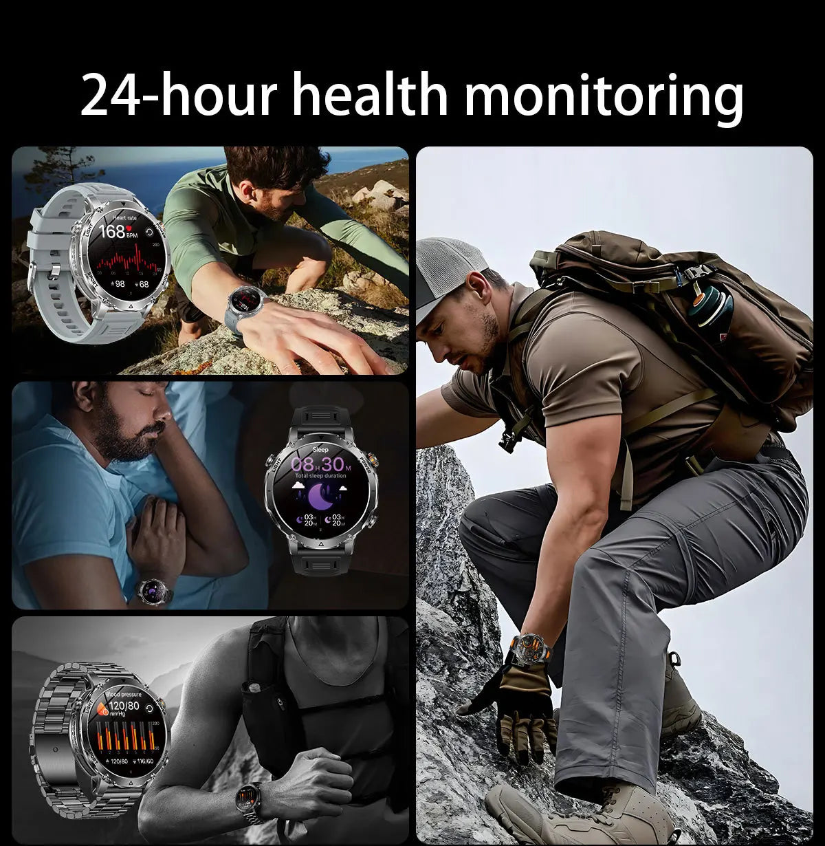 2026 1400mAh Big Battery Smart Watch Men Outdoor GPS Flashlight IP68 Waterproof Bluetooth Call AMOLED Military Sports Smartwatch