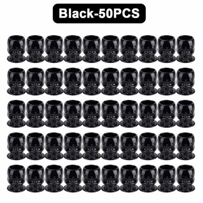 200/100/50PCS Disposable Skull Tattoo Ink Cups Black/White/Pink/Blue Pigment Container Plastic Ink Holder Tattoo Accessories