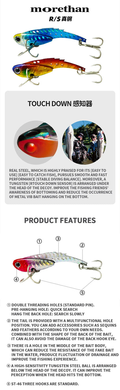 VIB submerged long throw lure for lure fishing, 60MM/67MM, Trembling swim tip 18.7G/26.4GB, VIB false bait fishing lure