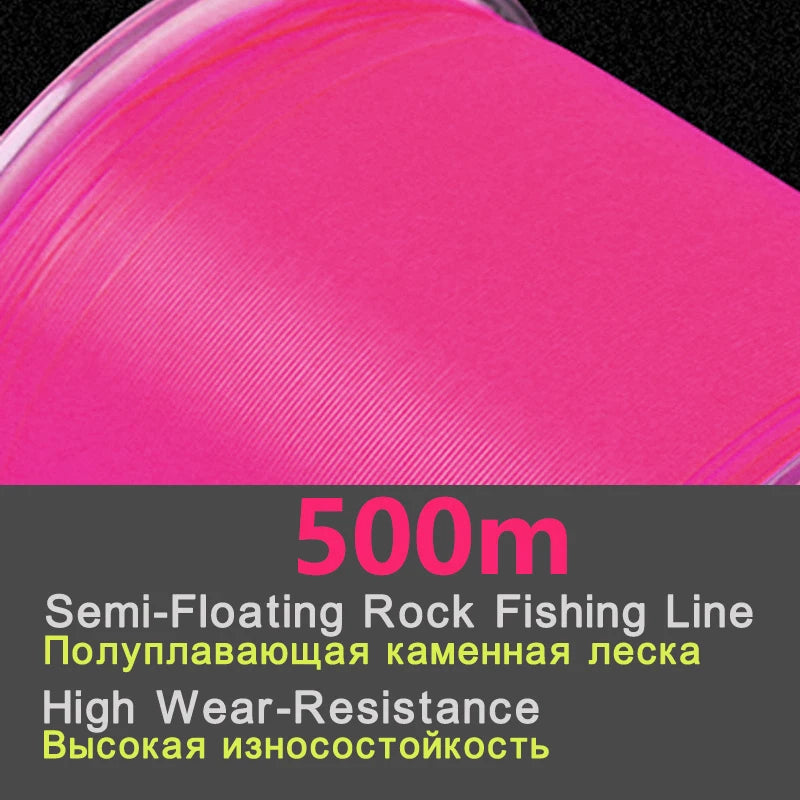 REDTOMATO 500M Pink Half-floating Drift Fishing Lines Monofilament Nylon Fishing-Line Resistance Super Strong Fishing Accessory