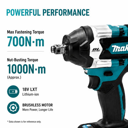 Makita DTW700 18V Kolborstfri Mutterdragare med 6.0Ah Batteri