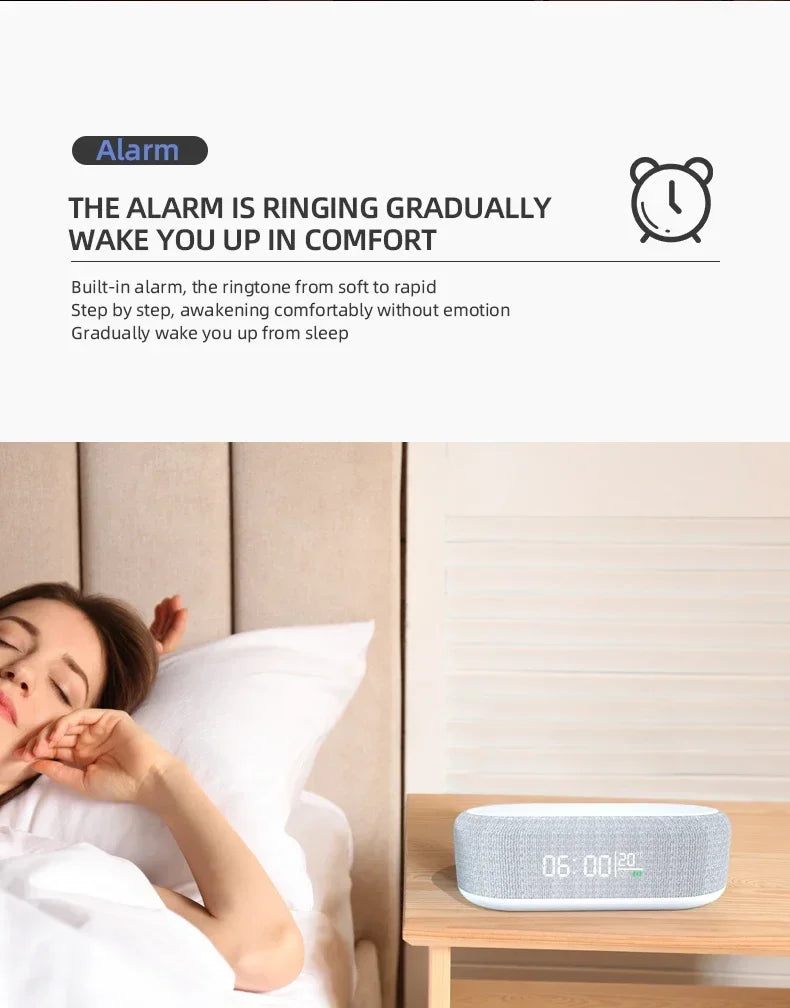 Wireless Charger Pad Phone Alarm Bedroom Lamp Night Light Desktop Clock Thermometer For iPhone 17 16 15 14 13 Fast Charging Dock