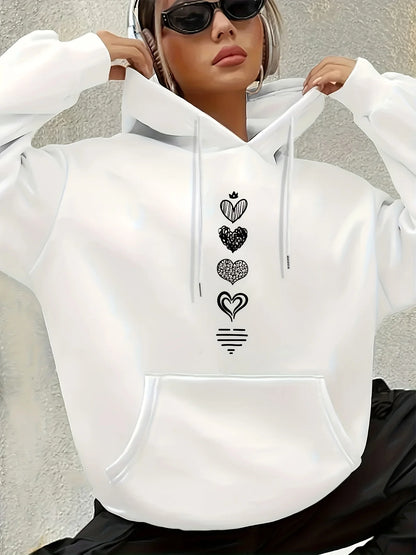 2025 Autumn and Winter Women's Casual Hoodie Geometric Pattern Hooded Collar Autumn and Winter Casual Wear Personality Y2K Top