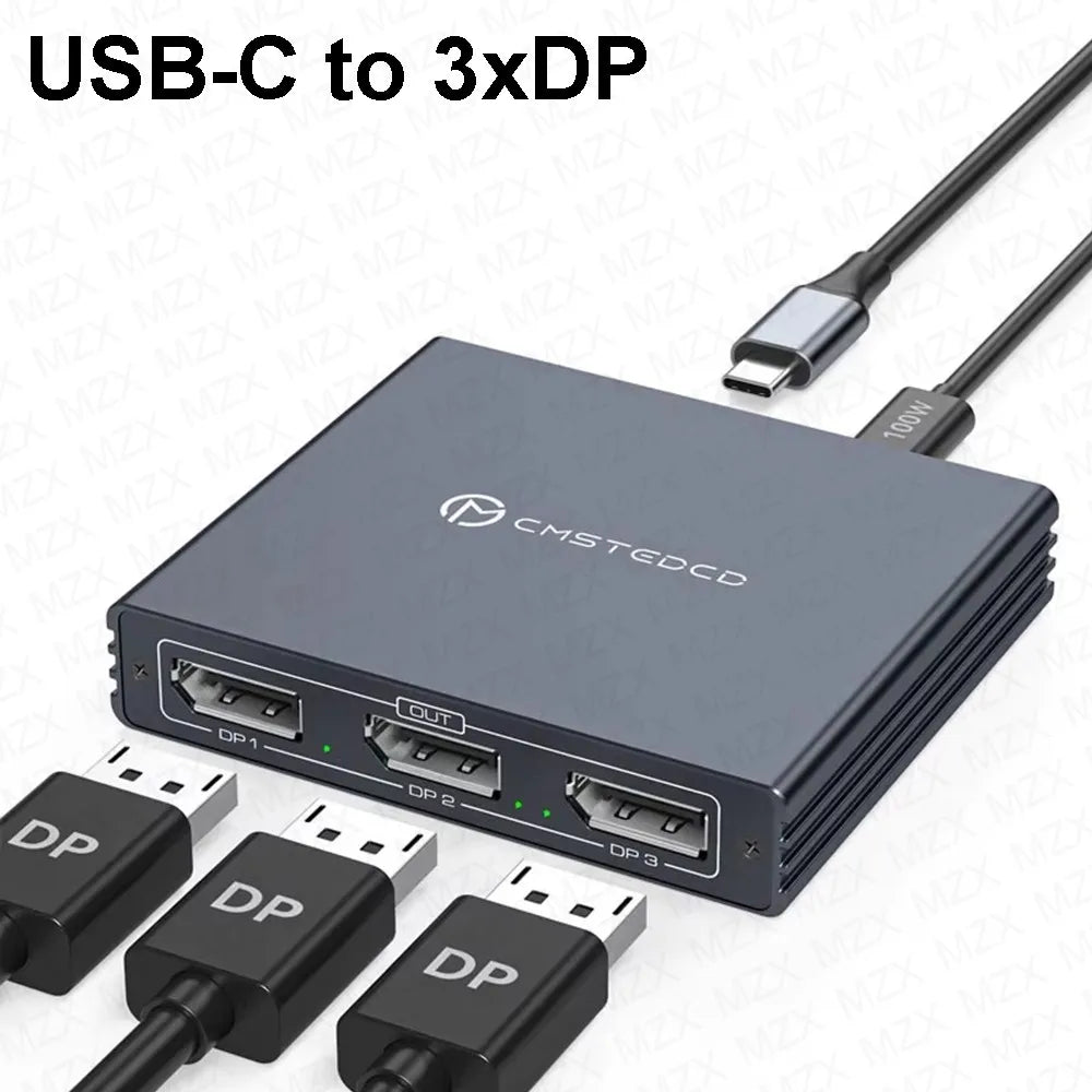 MZX MST-splitter för tre skärmar, DisplayPort eller USB-C