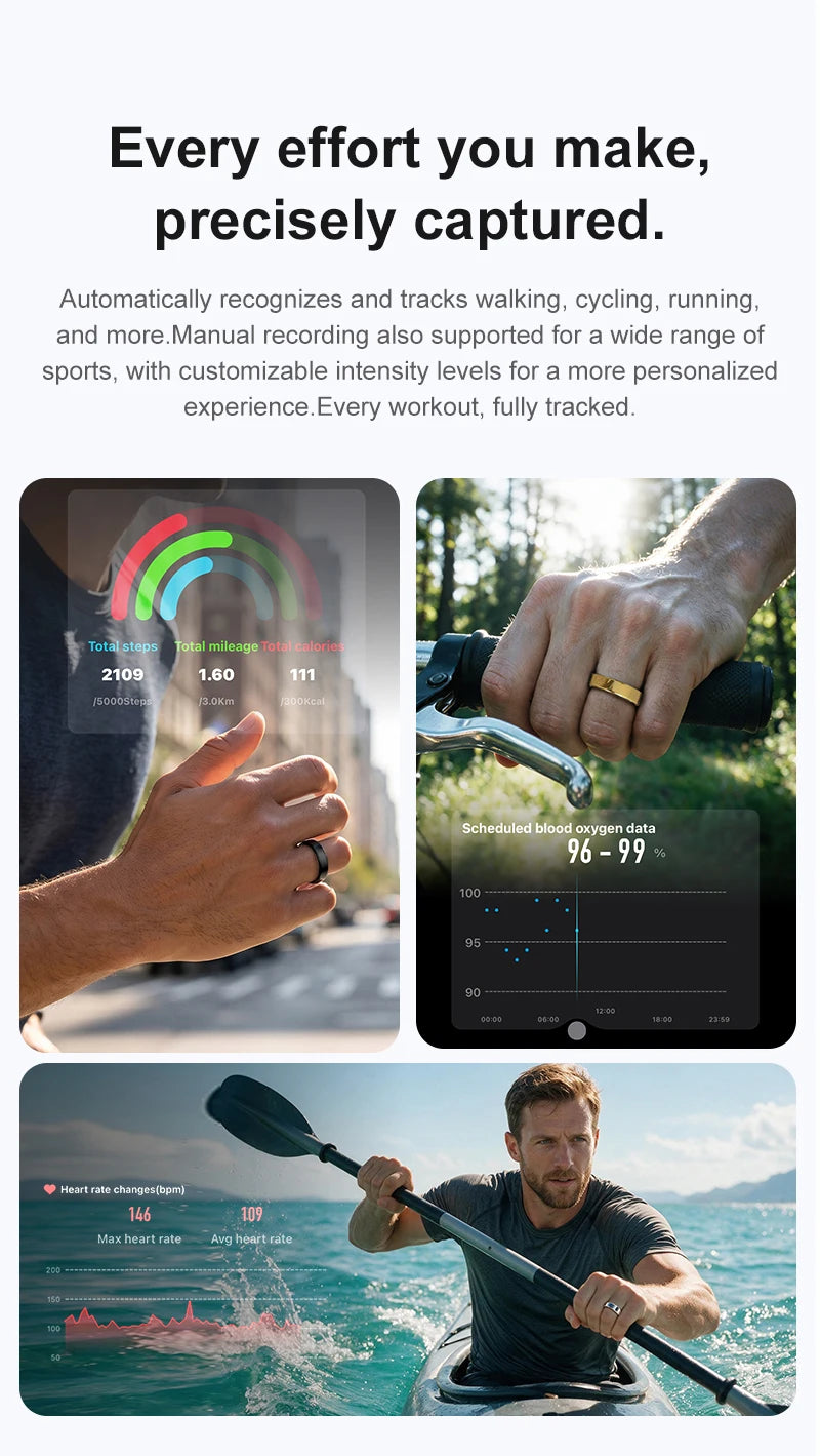 R21 Smart Ring Men Women Ultra-thin 5ATM Waterproof Sport Fitness Tracking AI Health Analysis Heart Rate Blood Oxygen Monioring