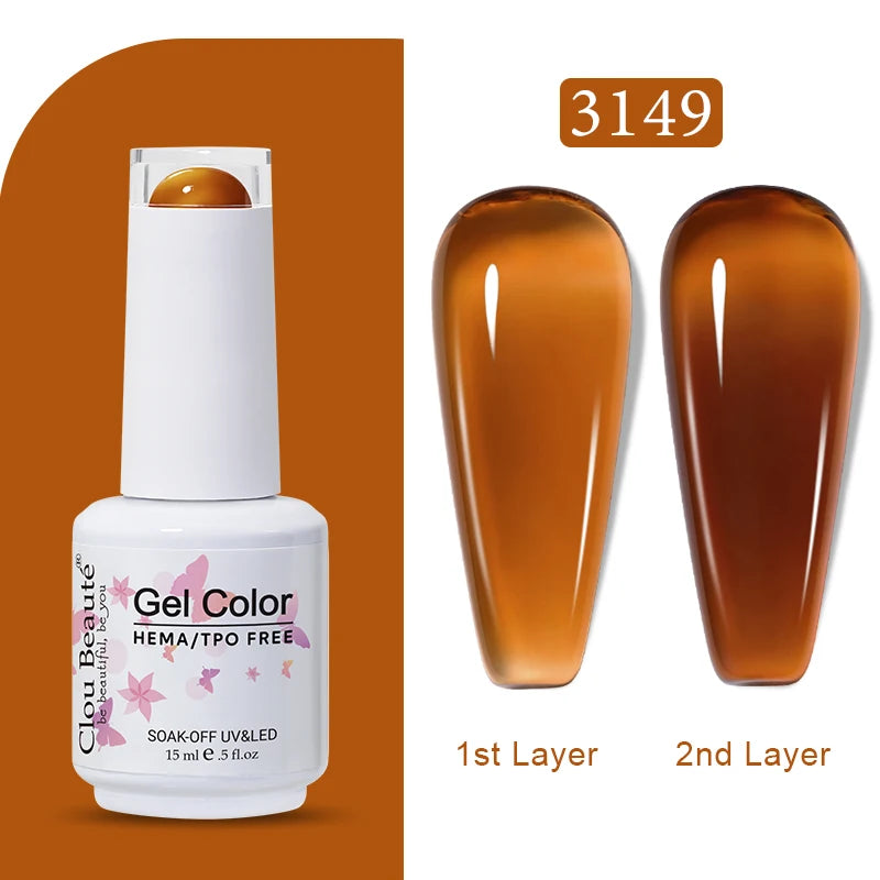 Clou Beaute Transparent French Gel Polish Translucent Nude Pink Red Jelly Glass Milky White Varnish Rainbow Color Nail Art