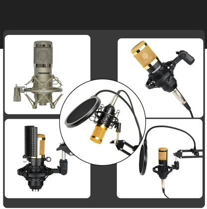 Freeboss BM-800 Kondensatormikrofon-kit med arm och stöttålig fäste för dator