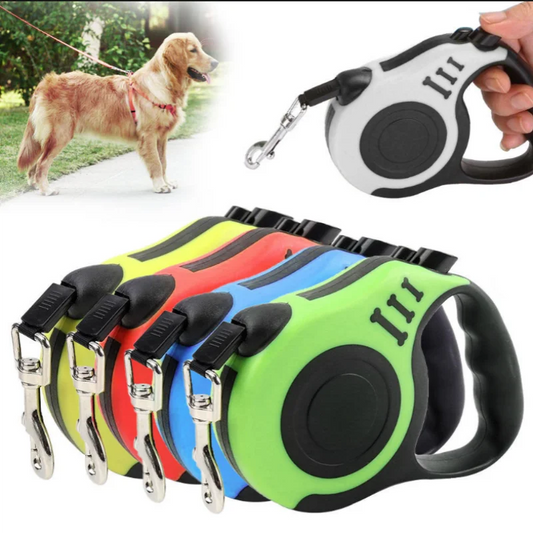 Automatiskt Utdragbart Hundkoppel 3–5 m – Nylon för Små Hundar & Katter, Blå/Rosa/Grå/Röd