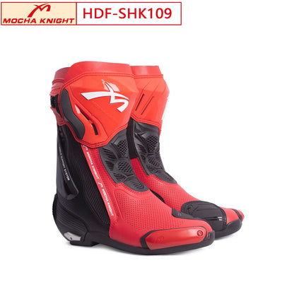 Crossstövlar MOCHA KNIGHT SH109 – perforerade sommarstövlar i läder, unisex 35–46
