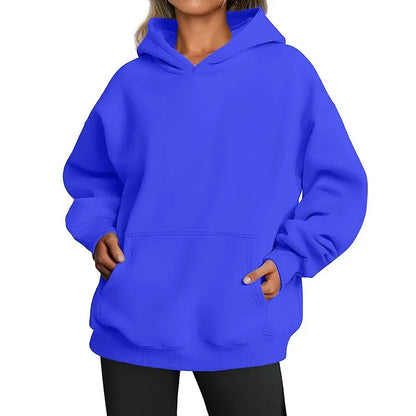 Unisex Oversized Fleece Hoodie – Varm Casual Pullover Plus Size Höst/Vinter, 17 Färger XL–5XL