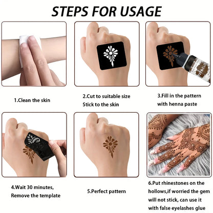 DIY Temporary Tattoo Kit with Stencils-7 Vibrant Colors with 6 Stencil Sheets Ttotal 288 Patterns,Body Art Paints for Halloween