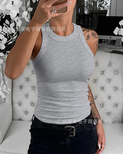 Dam Slim Fit Linne – Elegant Ärmlös Figurnära Sommartopp, 7 Färger S–XL