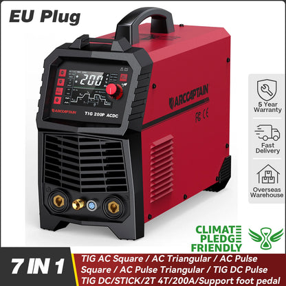 ARCCAPTAIN TIG200PACDC AC/DC TIG-svets, 7-i-1 och 200 A