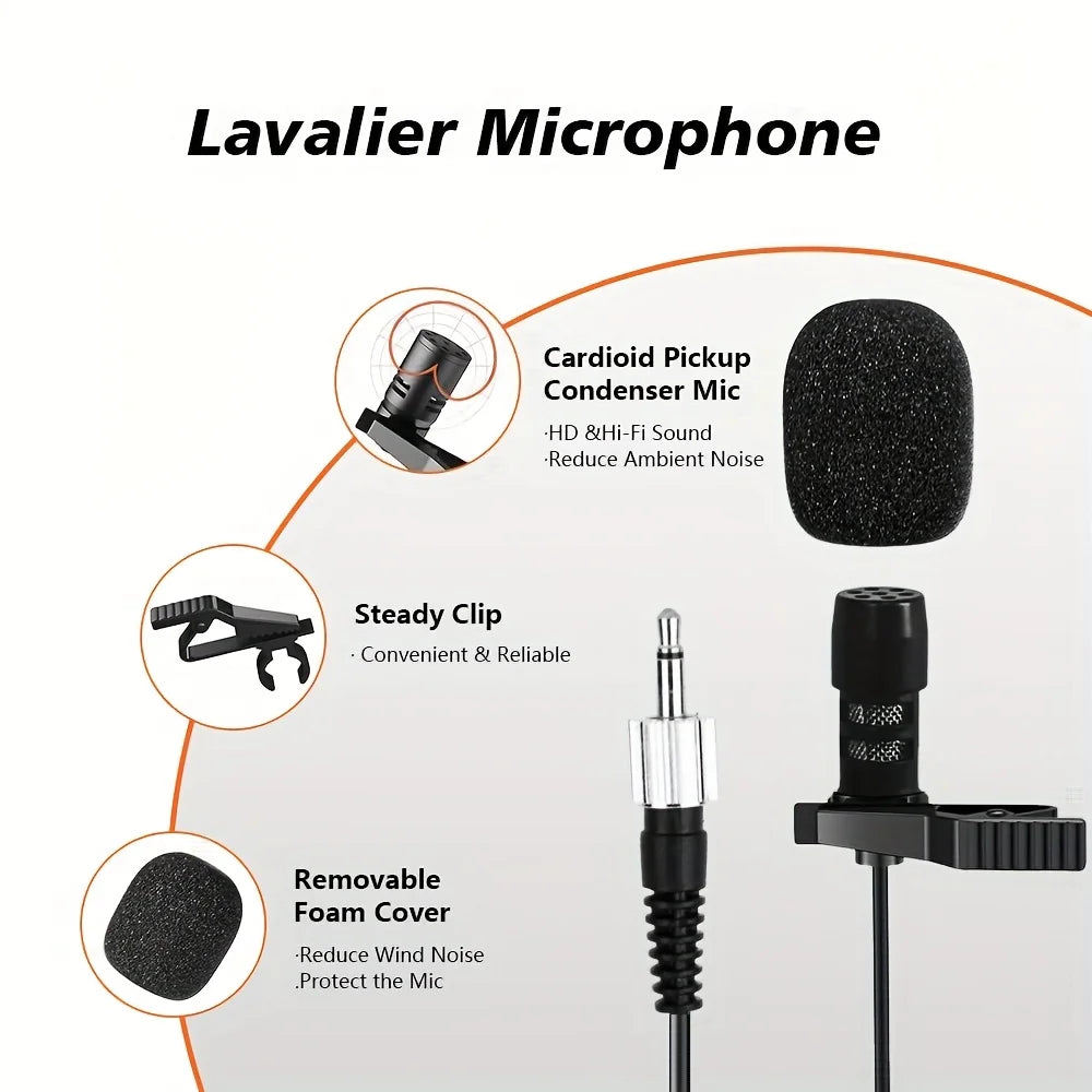 LMBGM-D44 Wireless Microphone System 4 Channel Lavalier/Headset Mic UHF Fixed Dual Band Wireless Set for Church Wedding Party