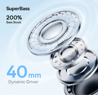 Baseus BH1 Lite Wireless Headphones Bluetooth 6.0 ENC Clear Call Headsets Super Bass Hit Earphones 80H Playtime Over Ear Headset