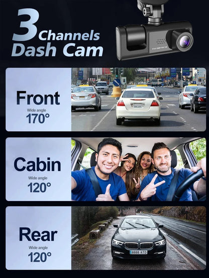 Wifi 3 Channel Dash Cam Three Way Car DVR Inside Vehicle Camera DVRs Recorder HD 1080P Video Mini Registrator Dashcam Camcord
