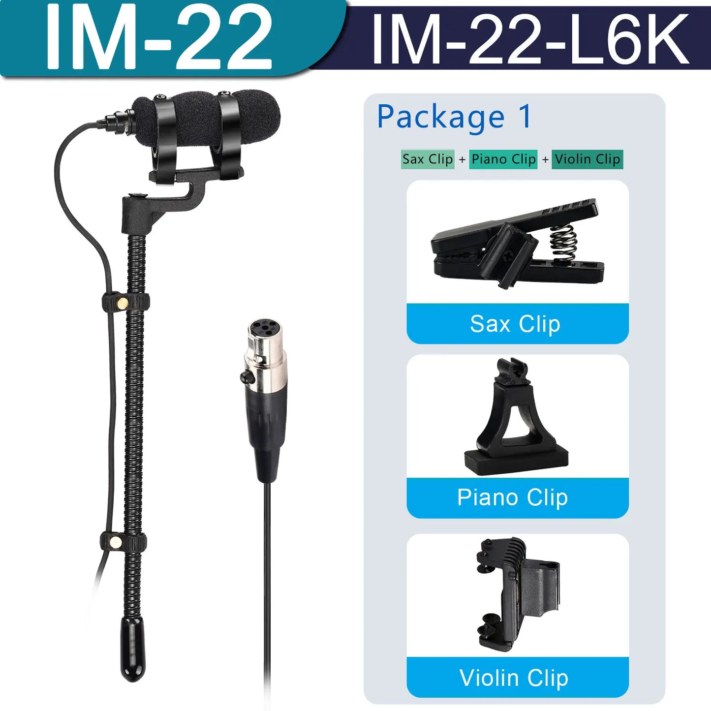 3.5mm 3 Pin 4 PIN Wind Instrument Saxophone Microphone Portable Supercardioid Wired Condenser Mic for Sax Violin Piano IM-22