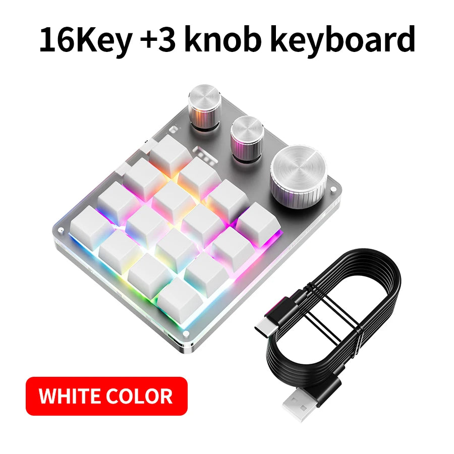 Bluetooth Macropad Macro Mechanical Keyboard 16 Keys 3 Knob RGB Mini Gaming Custom Programming Hotswap Keypads For Photoshop