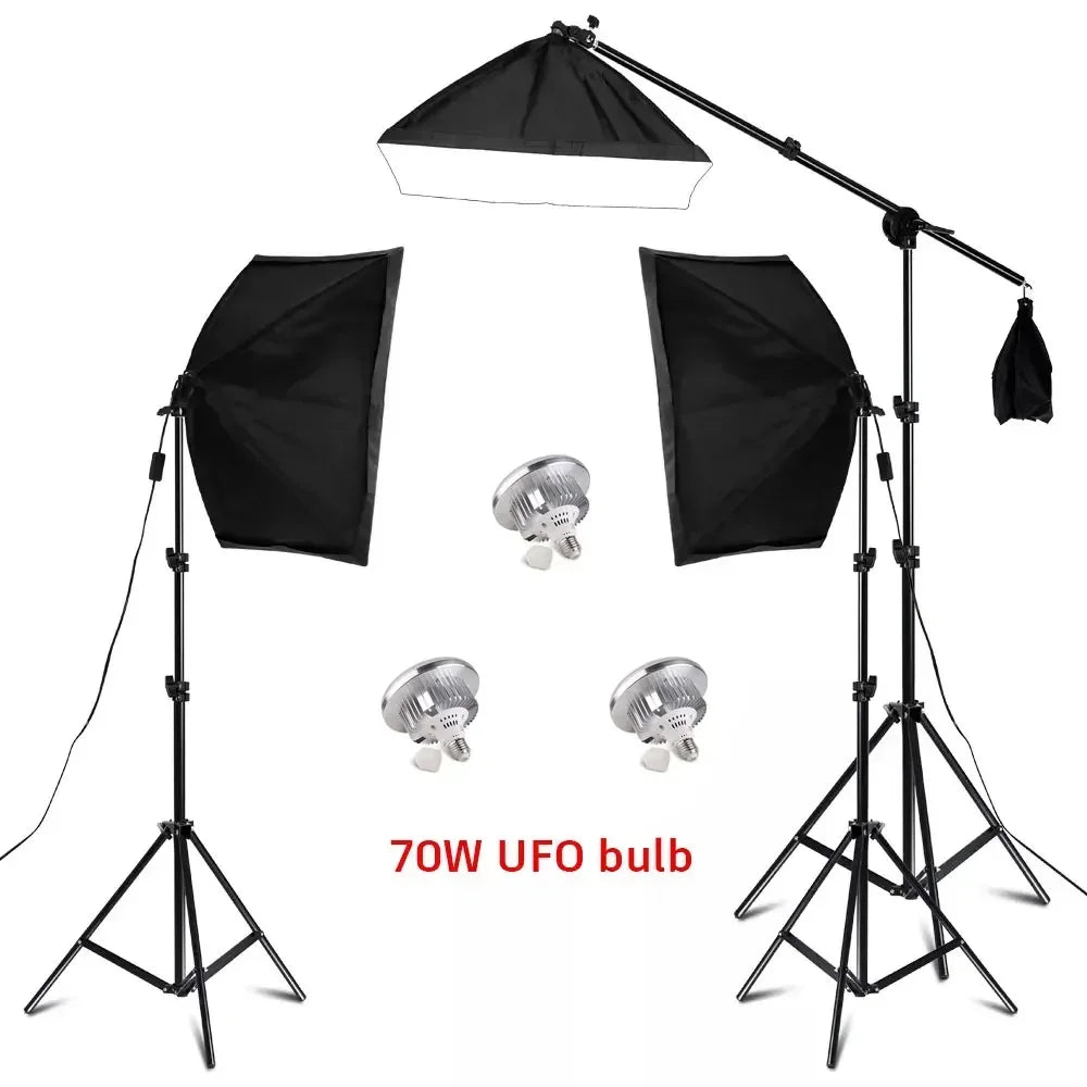 SH 1pc-3Pcs Photography 50x70CM Softbox Lighting Kits Professional Light System With E27 Photographic Bulbs Photo Studio