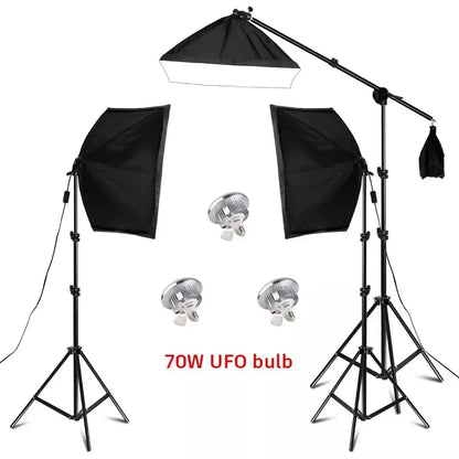 SH 1pc-3Pcs Photography 50x70CM Softbox Lighting Kits Professional Light System With E27 Photographic Bulbs Photo Studio