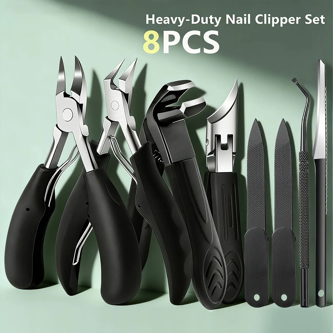 1/9pcs Professional Heavy Duty Nail Care Tool Set - Wide Jaw Nail Clippers with Convex for Thick Ingrown Toenails & Fingernails