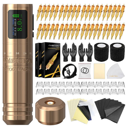 Ambition C1 Adjustable 7 Strokes 2.0-4.2mm Wireless Tattoo Machine Coreless Motor Billing Battery 1900mAh For Tattoo Body Artist