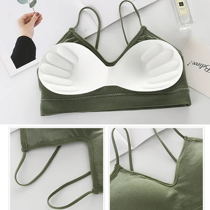 Women Non Wired Bras Seamless Bras Sports Bra Gym Running Push Up Bralette Padded Vest Elastic Brassiere Women Gym Bra Top