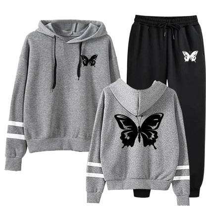 Casual Daily Women Tracksuit Hoodies Quality Single Piece Stripe Sweatshirt and Sweatpants Comfort Outdoor Jogging Autumn Winter