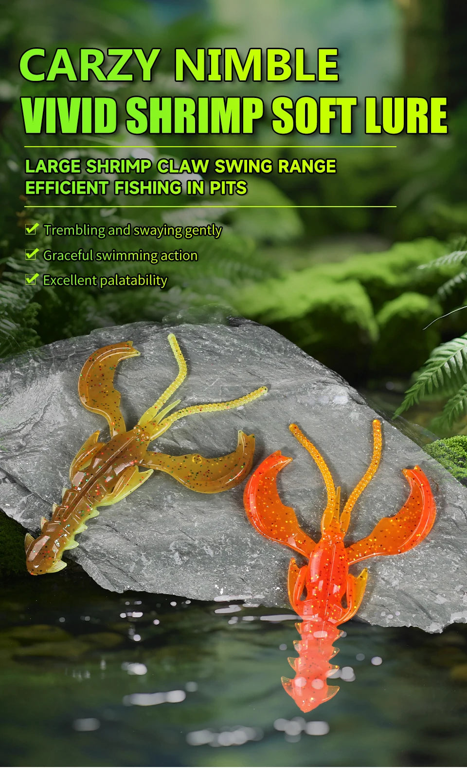Supercontinent CRAZY nimble Total length 8cm/4.2cm Lobster Soft Lure Fishing Lures Attractive Shrimp odor salt Wobbler
