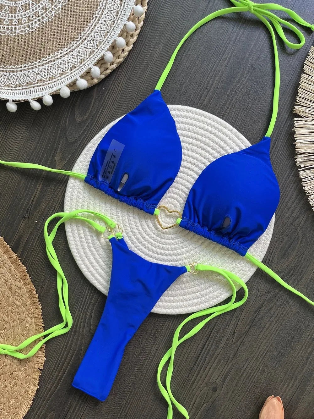 Sexy Halter Solid Color Low Waist Bikini Set Women's Swimsuit Two-piece Triangle Thong Swimwear Bathing Suit Brazilian Biquinis
