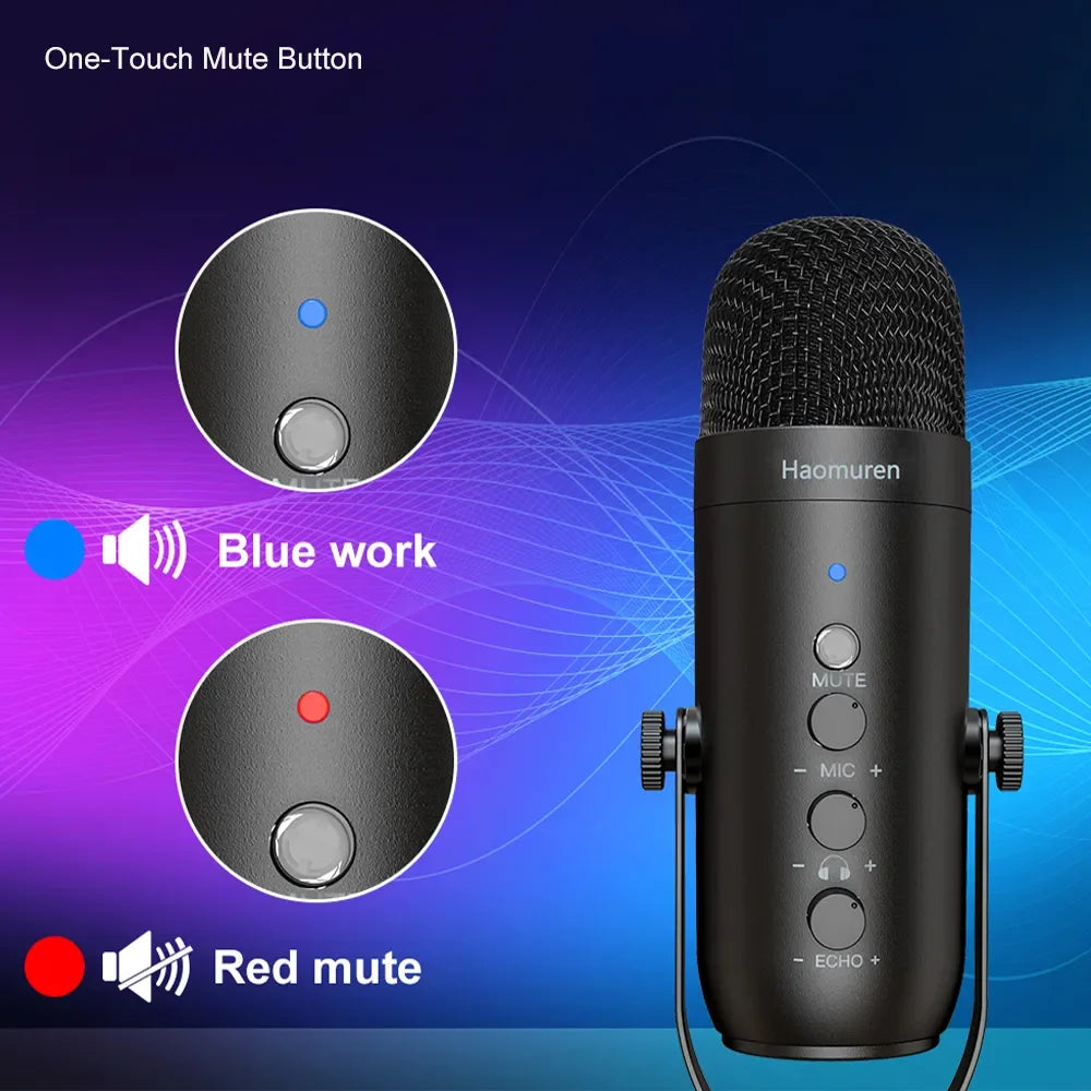 Haomuren professionellt USB-mikrofonkit för studio och podcast med kardioidkondensator