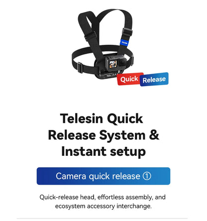 TELESIN Quick-Release Chest Strap Mount for GoPro Hero 13 12 11 10 9 8 7 Insta360 SJCAM DJI OSMO Action 5 4 3 Chest Belt Mount