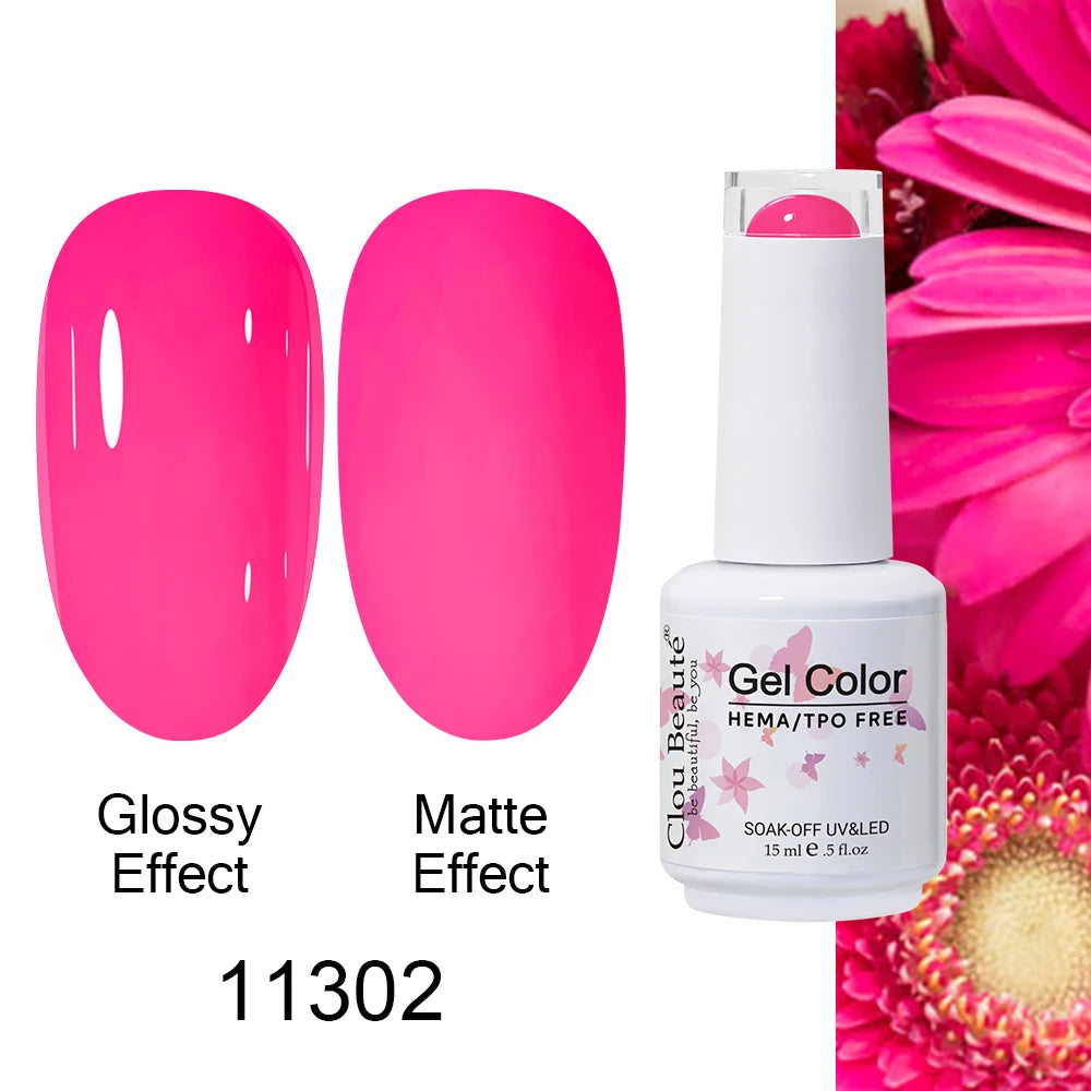 Clou Beaute Gel Nail Polish Neon Brown Royal Blue Red Green Pastal Nude Nail Art Varnishes Gel Lacquer Top Coat UV Gel Nail